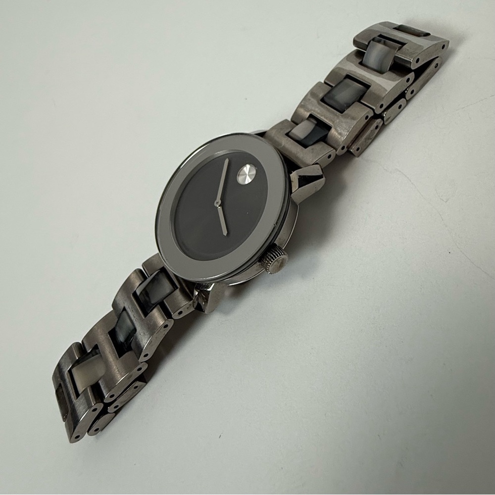 Movado Bold Grey Woman's Mirrored Bezel and Tortoise Ceramic Stainless Band - Picture 8 of 10